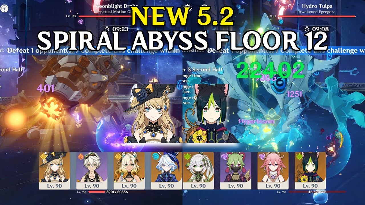 New 5.2 Spiral Abyss Floor 12 C0 Navia and C2 Tighnari With Builds | Genshin Impact