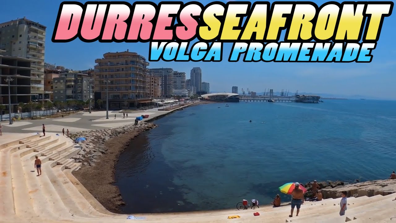 DURRES SEAFRONT  and Vollga Promenade Walking Tour - Durrës - Albania (4k)