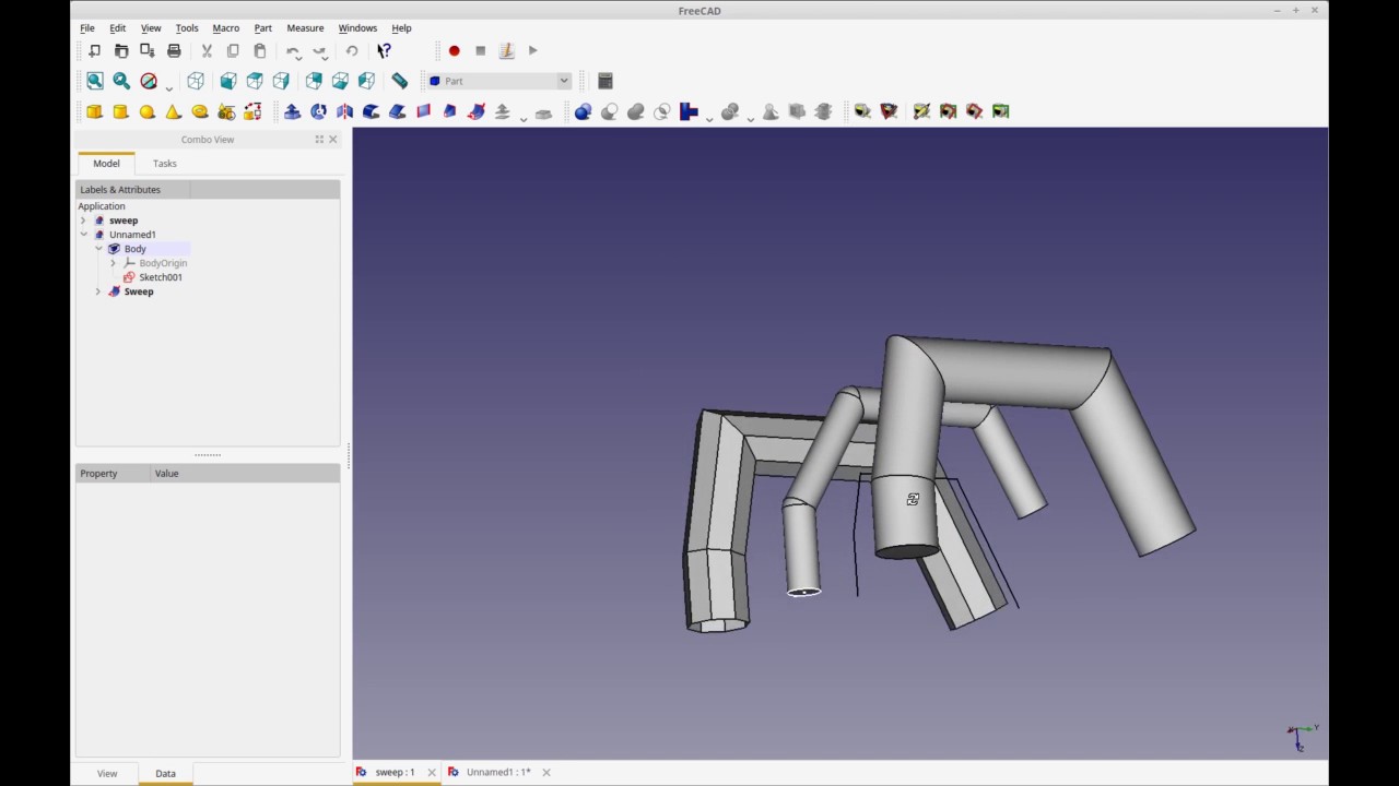 FreeCAD - Sweep (3 способа использования инструмента Sweep)