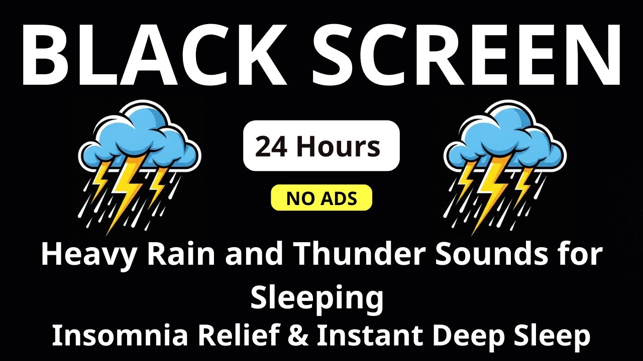 🔴 Heavy Rain and Thunder Sounds for Sleeping – Black Screen | Insomnia Relief & Instant Deep Sleep