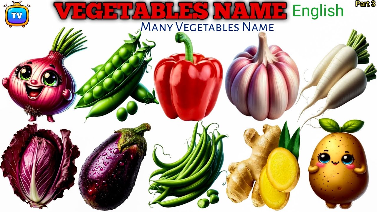 Learn Vegetables Name in English for Kids 🥕🥔 | 12 Popular Vegetables with Colorful Pictures | Part 3
