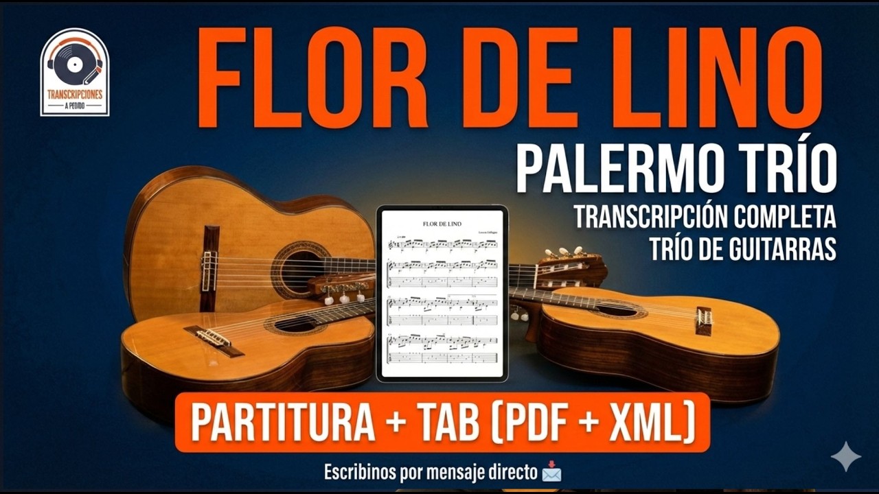 Flor de Lino (Vals) - Palermo Trío | Partitura Trío de Guitarras + TAB [Completa]