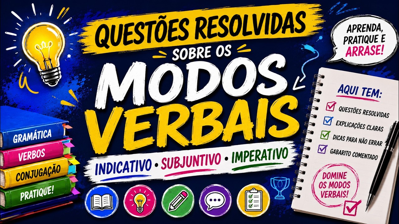 ✅Questões resolvidas sobre os Modos Verbais – Indicativo, subjuntivo e imperativo - Profª Aline