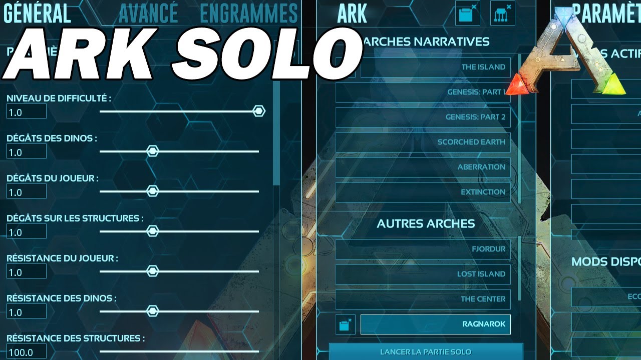 Mes paramètres solo sur Ark !