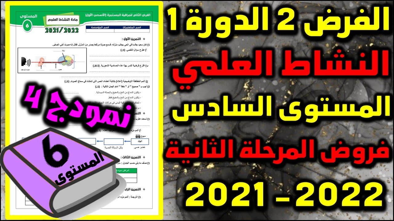 فروض المرحلة الثانية 2021-2022 المستوى السادس فرض الثاني الدورة الأولى فرض النشاط العلمي نمودج 4