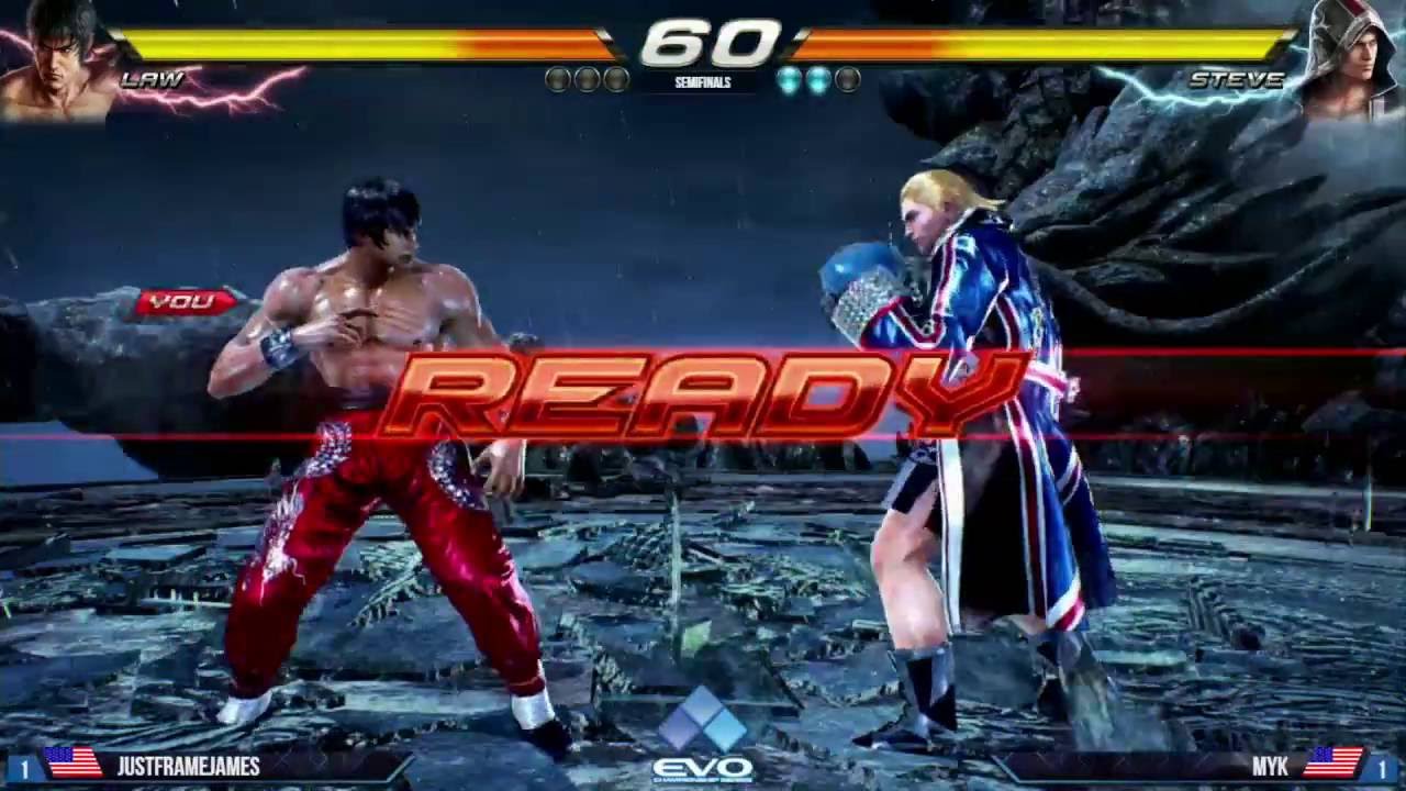 EVO 2016 Tekken 7 Semifinals JustFrameJames (Law) vs Myk (Steve)