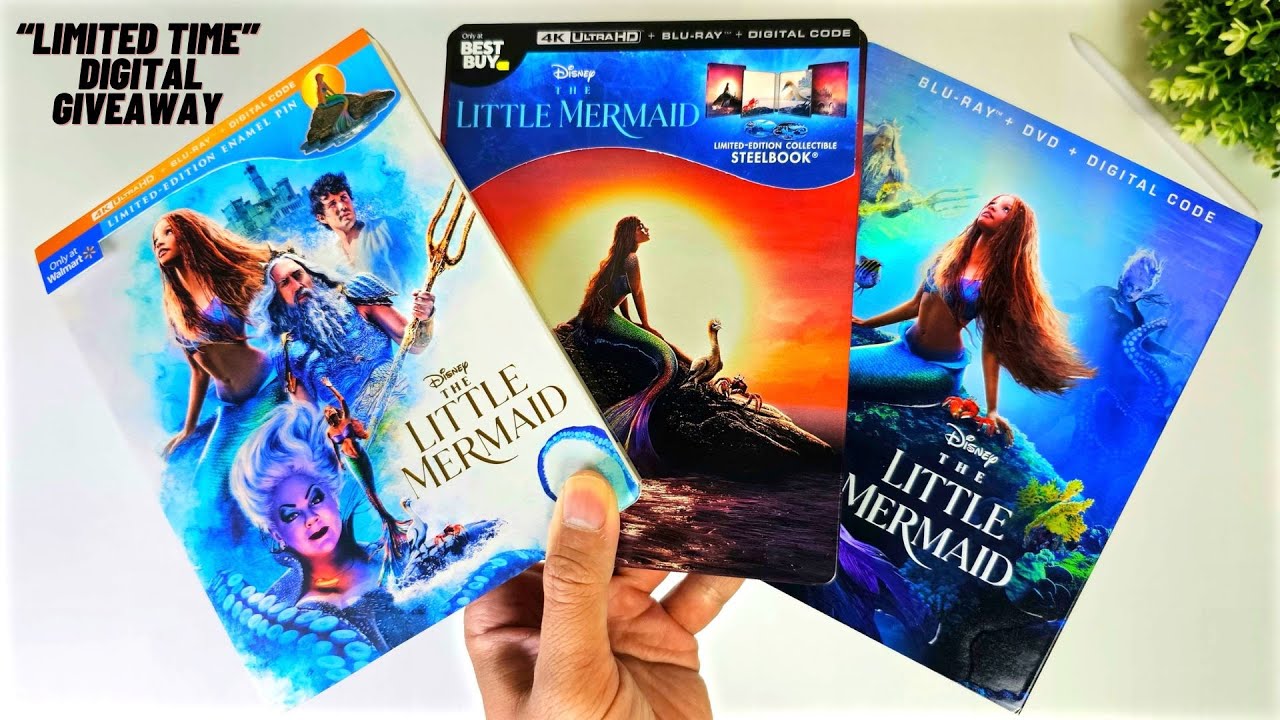 Little Mermaid Live Action Exclusive Steelbook Enemal Pin Unboxing | Disc Menu Reveal