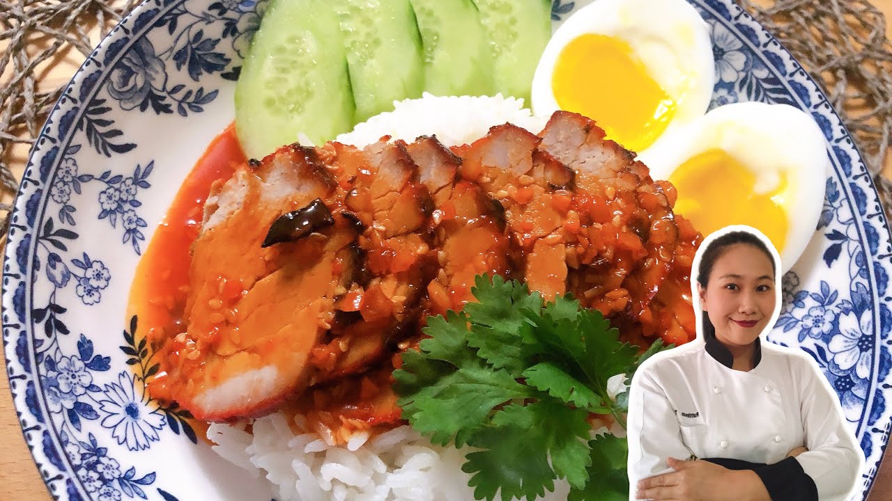 Thai Street food Roasted Red Pork Recipe • Char Siu Thai/Chinese Style 