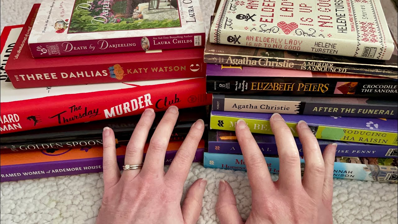 ASMR Book Review | Cozy Mysteries 🤗📚 (whispered, tapping, tracing, page rubbing)