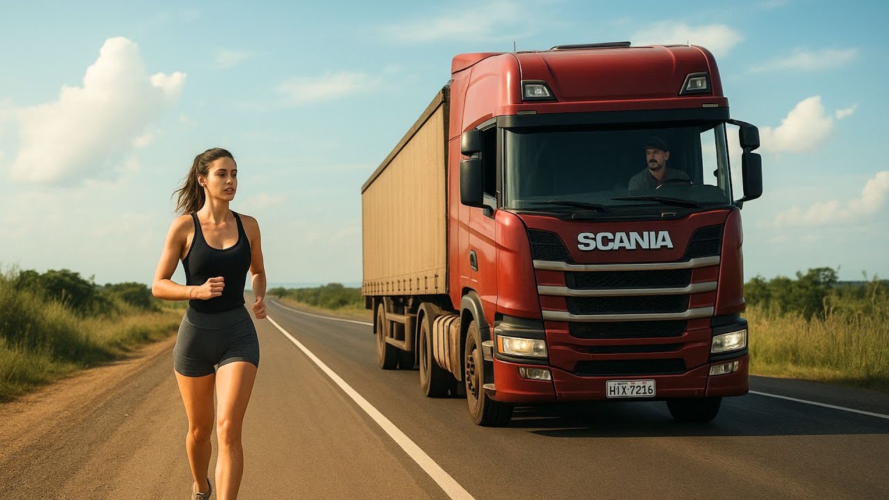 Caminhoneiro Solteiro dá Carona para Jovem Corredora na BR