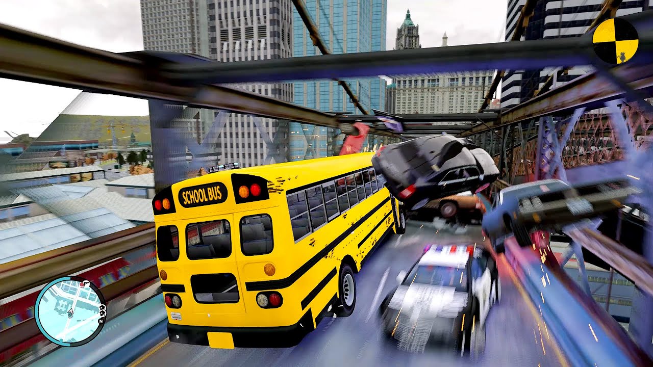 GTA 4 Crazy School Bus Crashes Ep.10