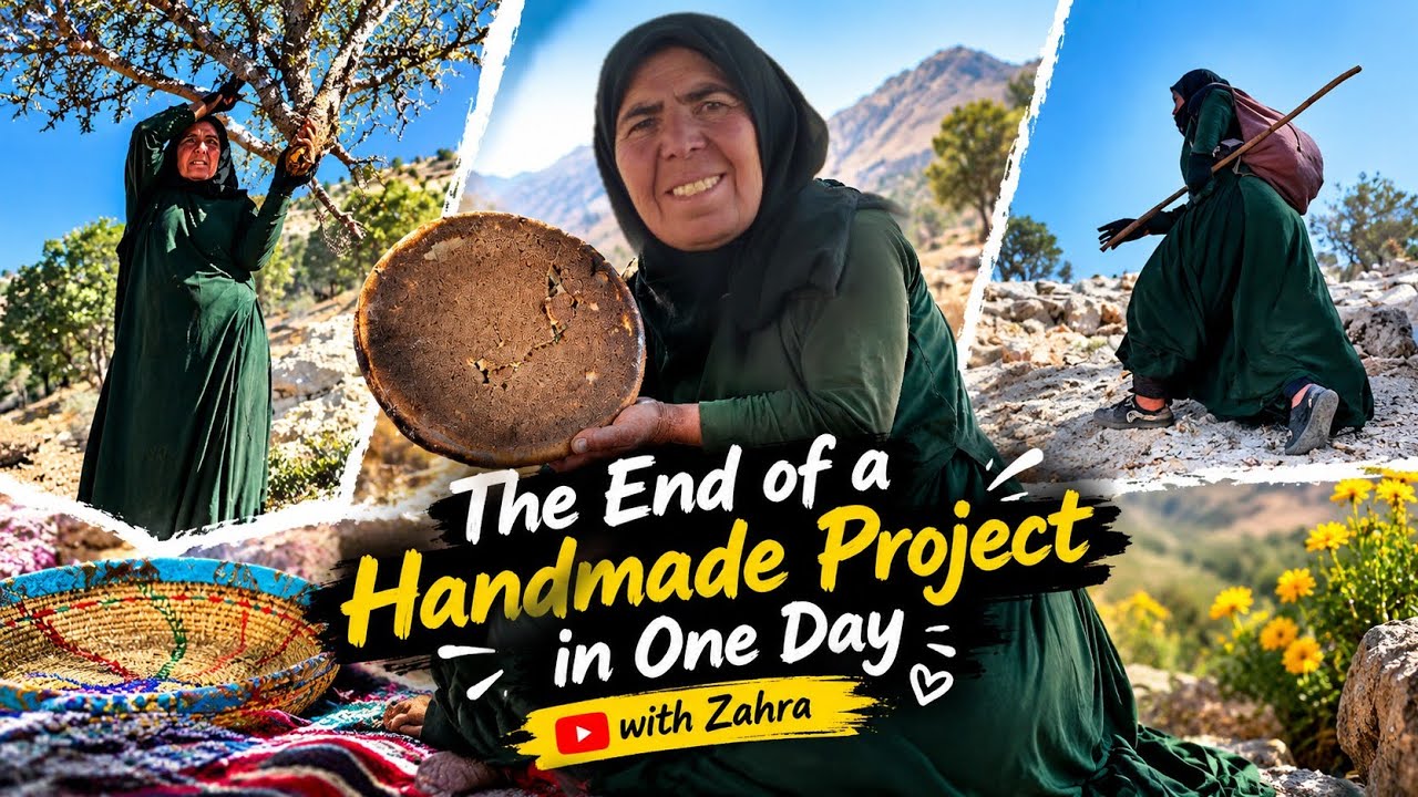 Zahra Takes the Sheep to the Mountains 🐑⛰️ | Wild Mountain Fruits & a Delicious Local Cake 🍰🌿
