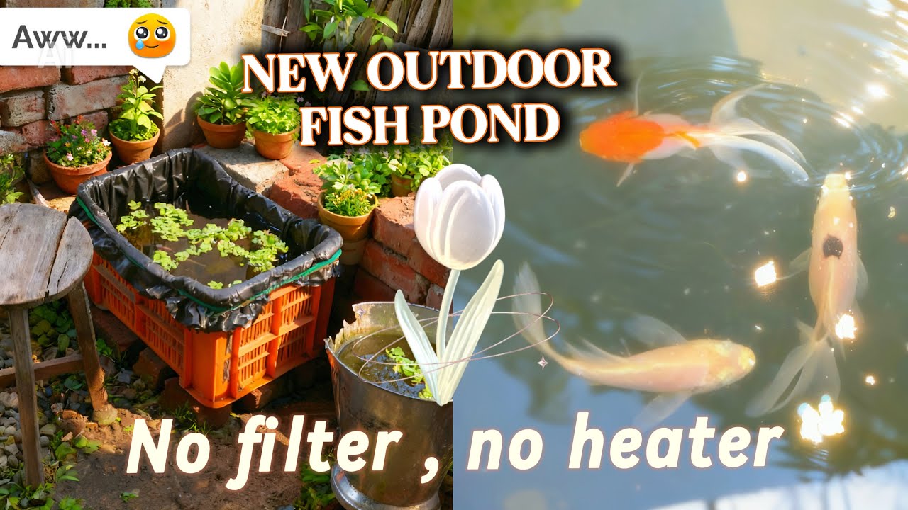How i made a small outdoor fish pond without any money 💰🚫