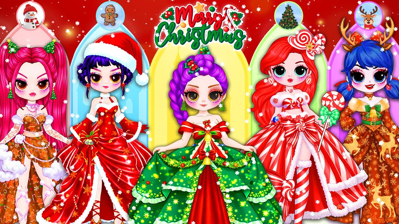 K-Pop Paper DIY 💖 Rumi, Mira & Zoey Glow Up Into Christmas Fashion 🎀 Hana Dolls