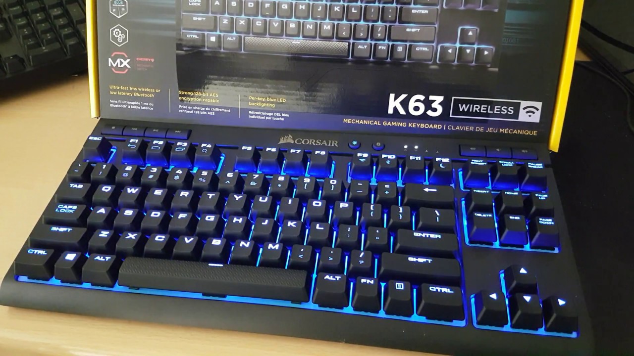 Corsair K63 Wireless Bluetooth RGB LED overview.