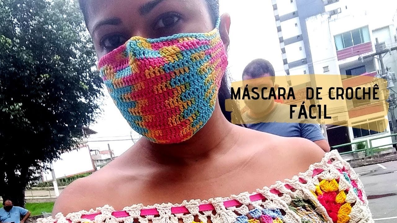 Máscara de crochê com ajuste nasal