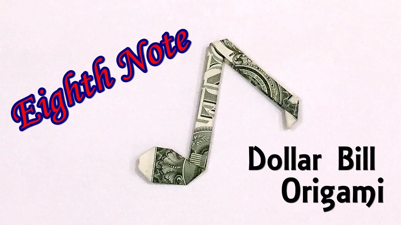 Easy Money Origami Music Note - How to Make a Paper Eighth Note out of $1 Bill
