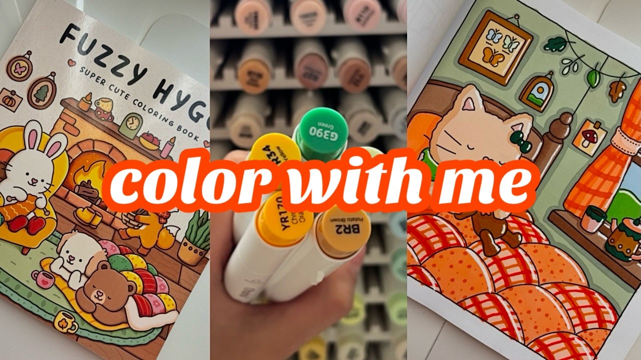 COLOR WITH ME (ASMR) 🍊🌱 Fuzzy Hygge Coloring Book by Vivi Tinta using Ohuhu Markers & ARRTX Markers