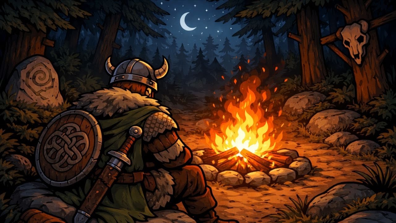 Calm Celtic Campfire Music | Medieval Forest Night (1 Hour)