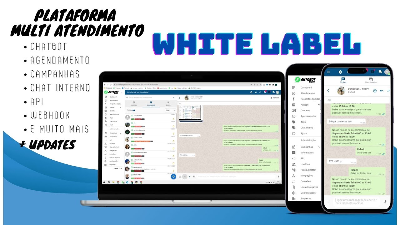 MULTI ATENDIMENTO WHATICKET WHITE LABEL. tenha um sistema de automa&ccedil;&atilde;o com sua marca