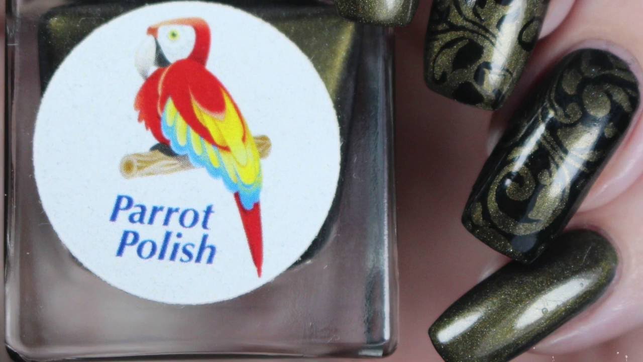 Nail Art | Magnetic Stamped Damask mani ft. Parrot Polish