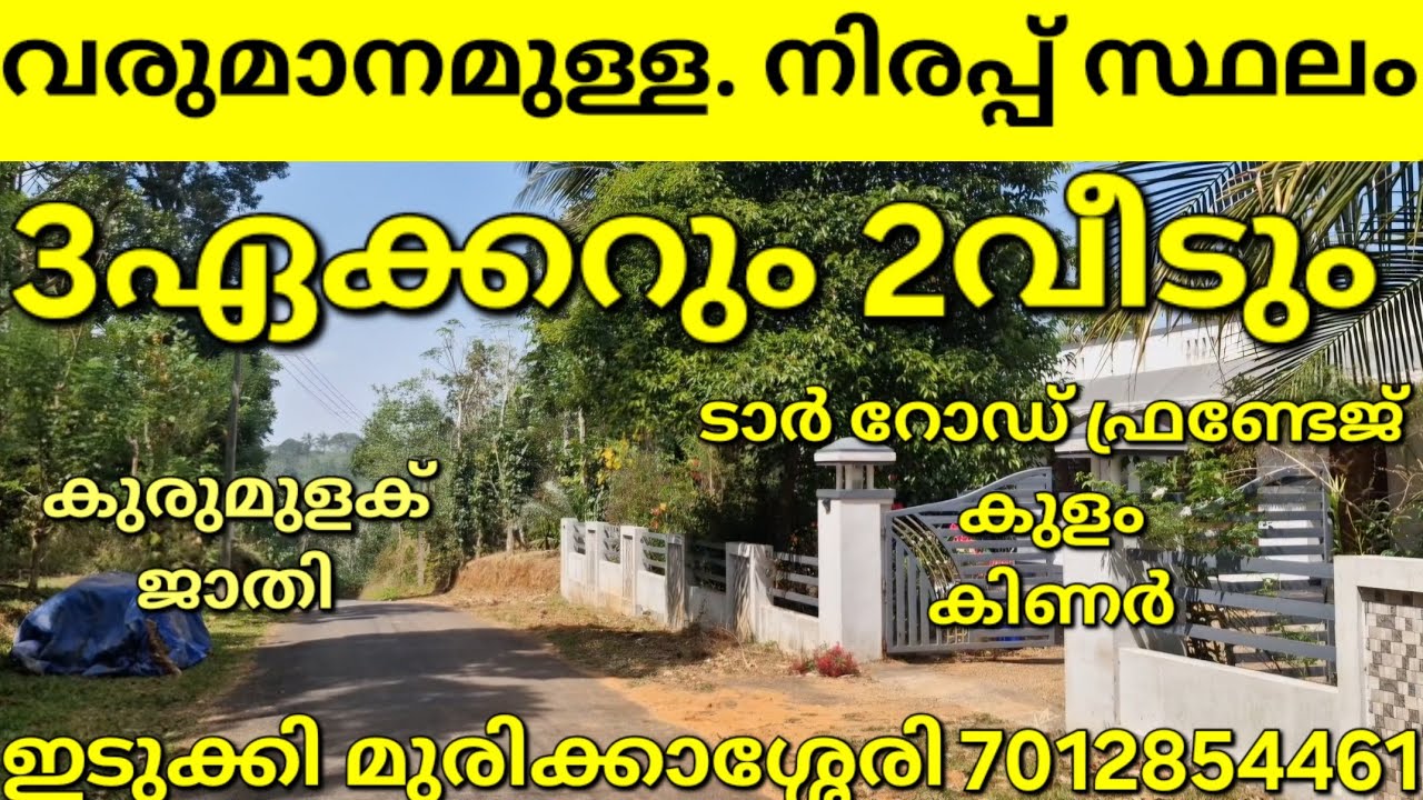 ഇതാ വരുമാനമുള്ള 3ഏക്കറും 2വീടും. നിരപ്പ് സ്ഥലം.കുരുമുളക്. ജാതി. ടാർ റോഡ് ഫ്രണ്ടേജ്. മുരിക്കാശ്ശേരി 👇