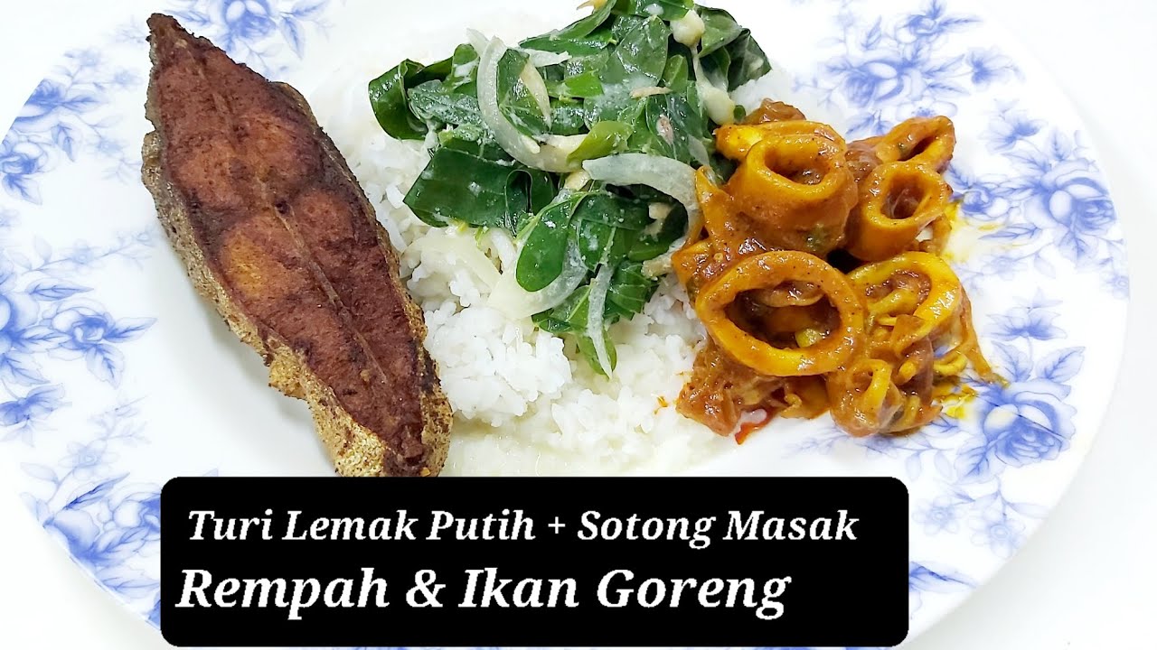 Lauk Lengkap: Lemak Putih Turi, Sotong Rempah & Ikan Goreng Garing 