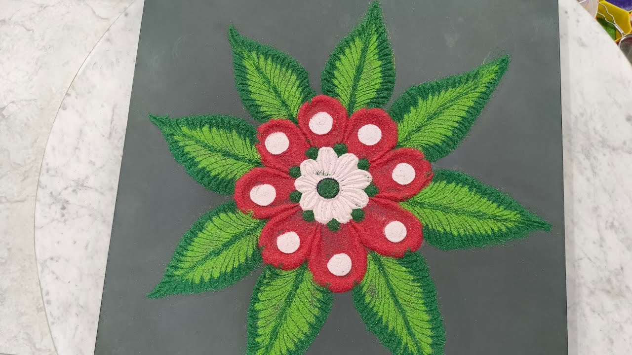 फ्लॉवर रांगोळी डिझाइन Simple Beautiful Flower Rangoli Design | Colorful Floral Rangoli 2026#rangoli 