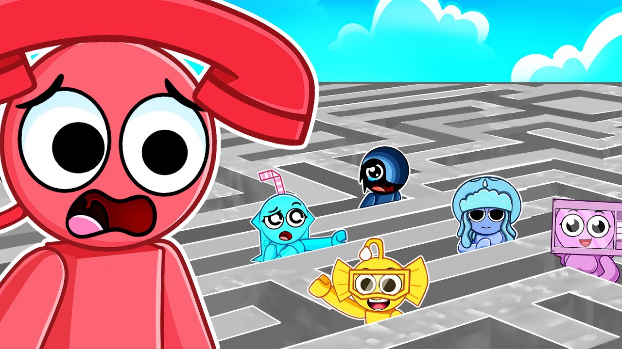 Sprunki Cheated Against 100 Players in a GIANT MAZE!