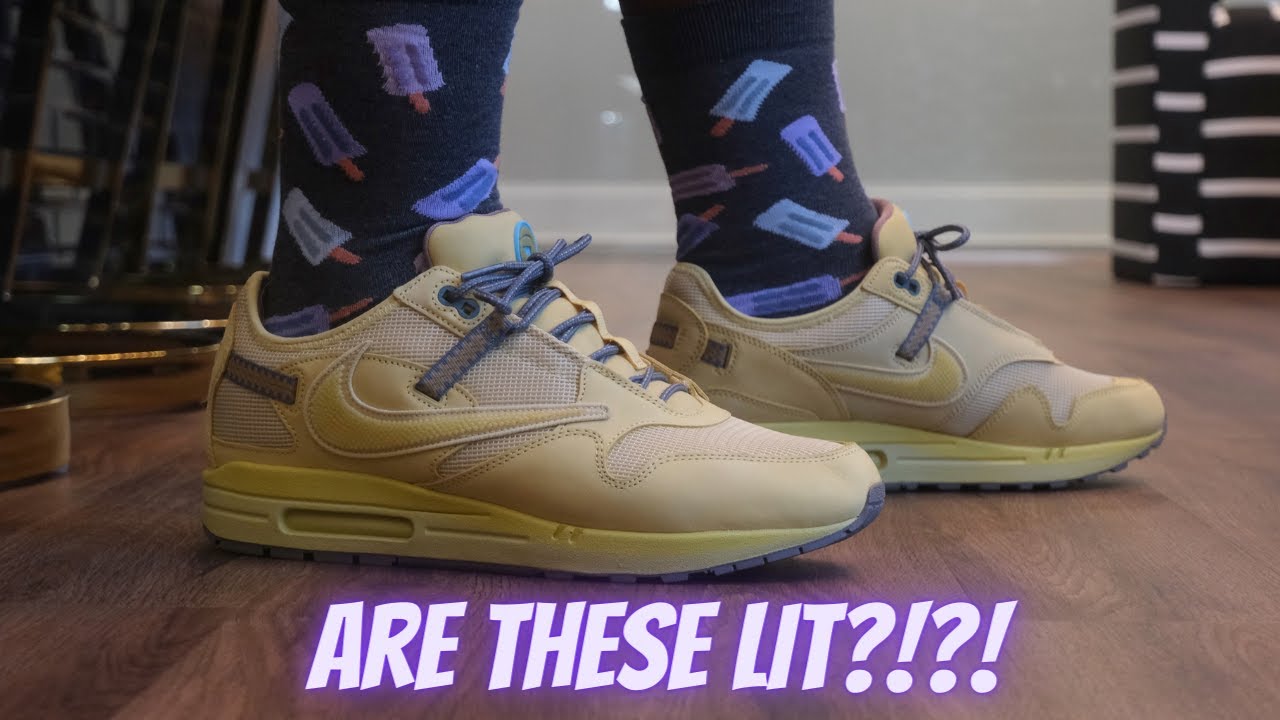 Travis Scott X Nike Air Max 1 Saturn Gold On Feet Review