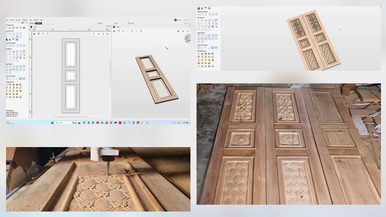 3D Door designing on vectric aspire and carving on cnc router. #cnc #woodworking #doors