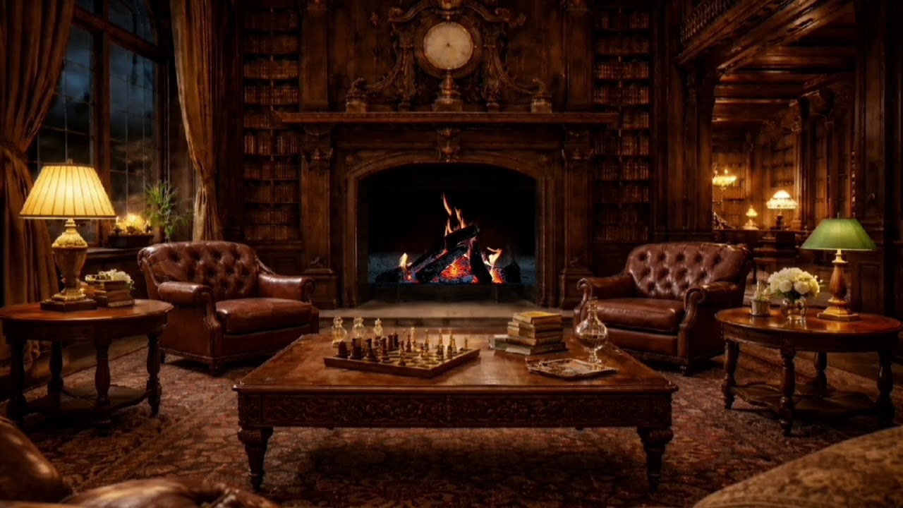 30 Minutes of Deep Luxury Calm | Vintage Fireplace Living Room