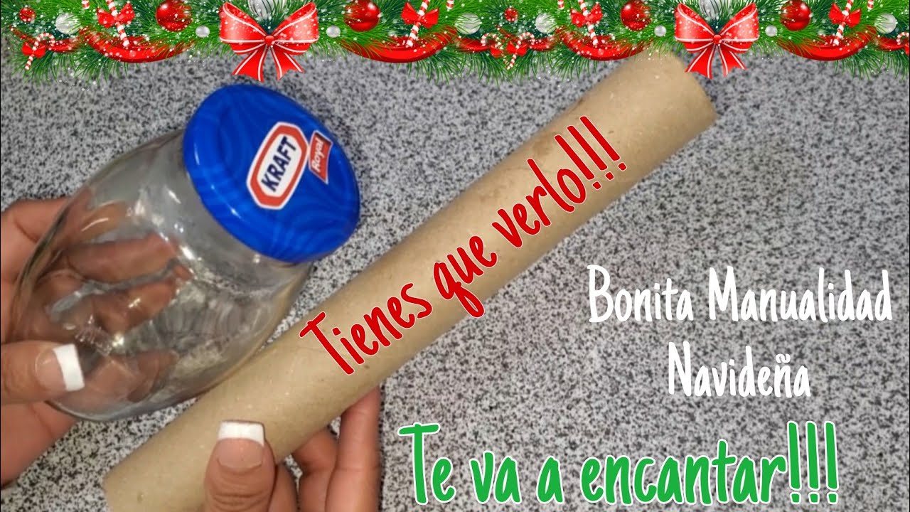 Mira que hacer con un simple tubo de cartón y un frasco de vidrio!!! te va a encantar Farol navideño