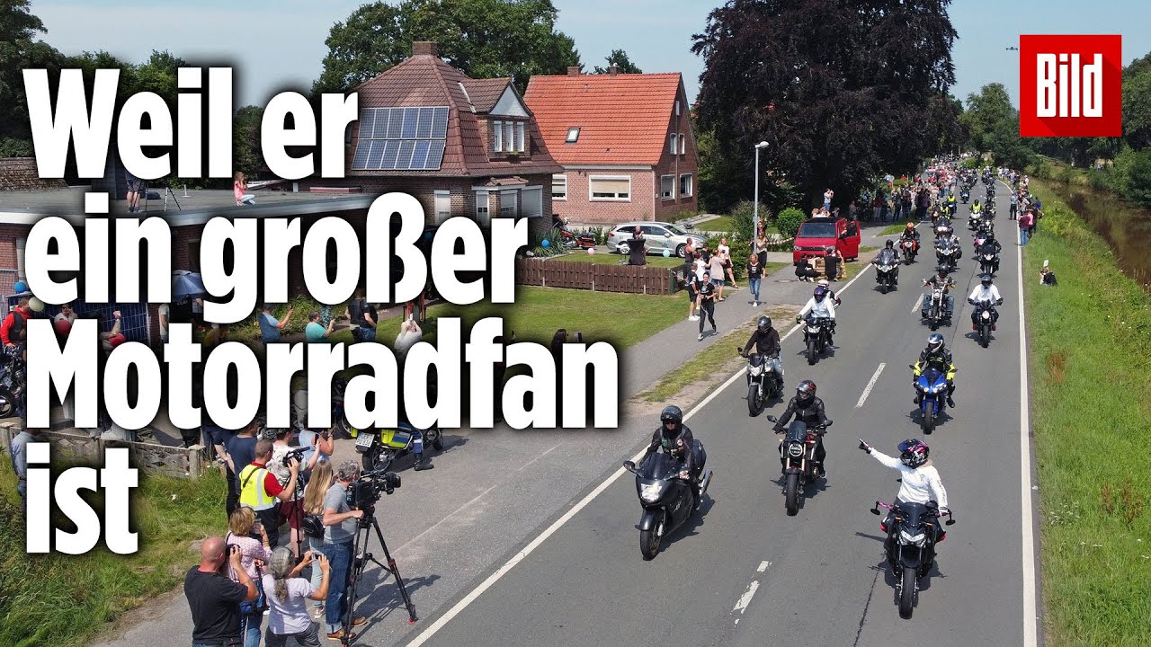 Tausende Motorradfahrer &uuml;berraschen einen krebskranken Jungen