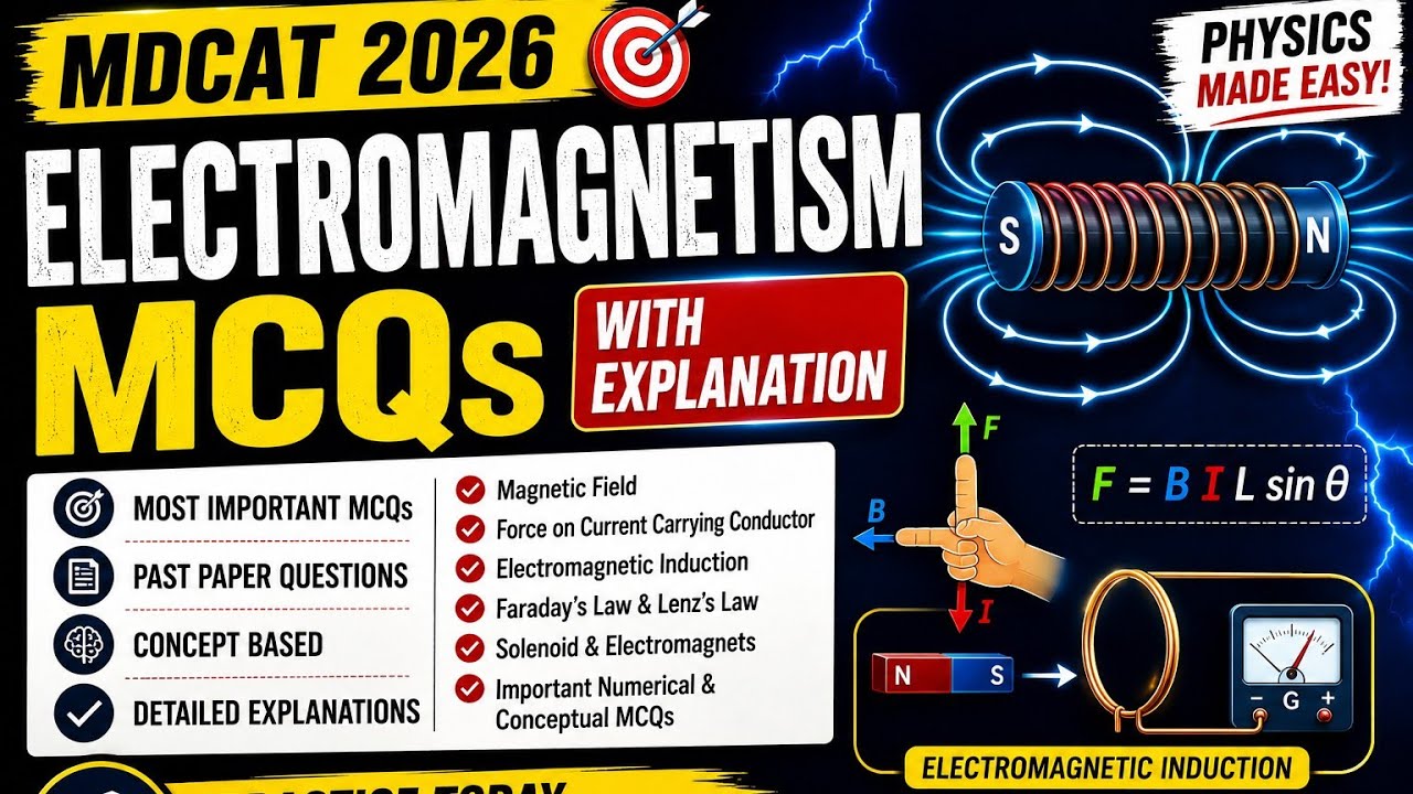 Electromagnetism Important MCQs | MDCAT Physics | Concept-Based Questions