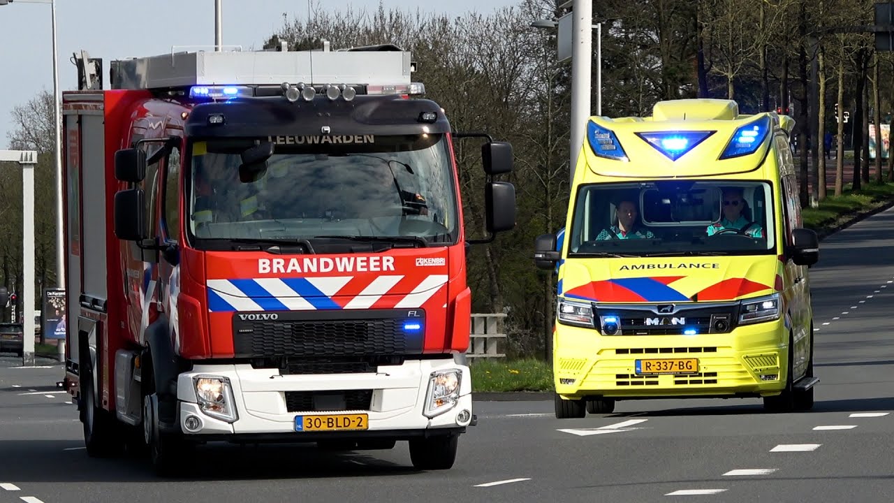 [2x Luchthoorn] Brandweer, Ambulance & Politie met spoed in Leeuwarden