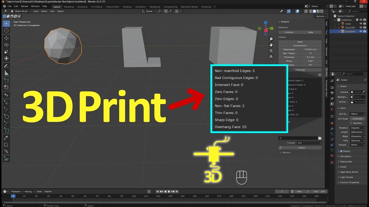 Blender 3D Print Toolbox Add-on Detailed Guide | 3D Printing Preparation Tutorial