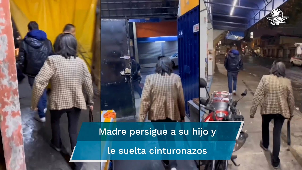 Mamá saca a cinturonazos a su hijo de chelería