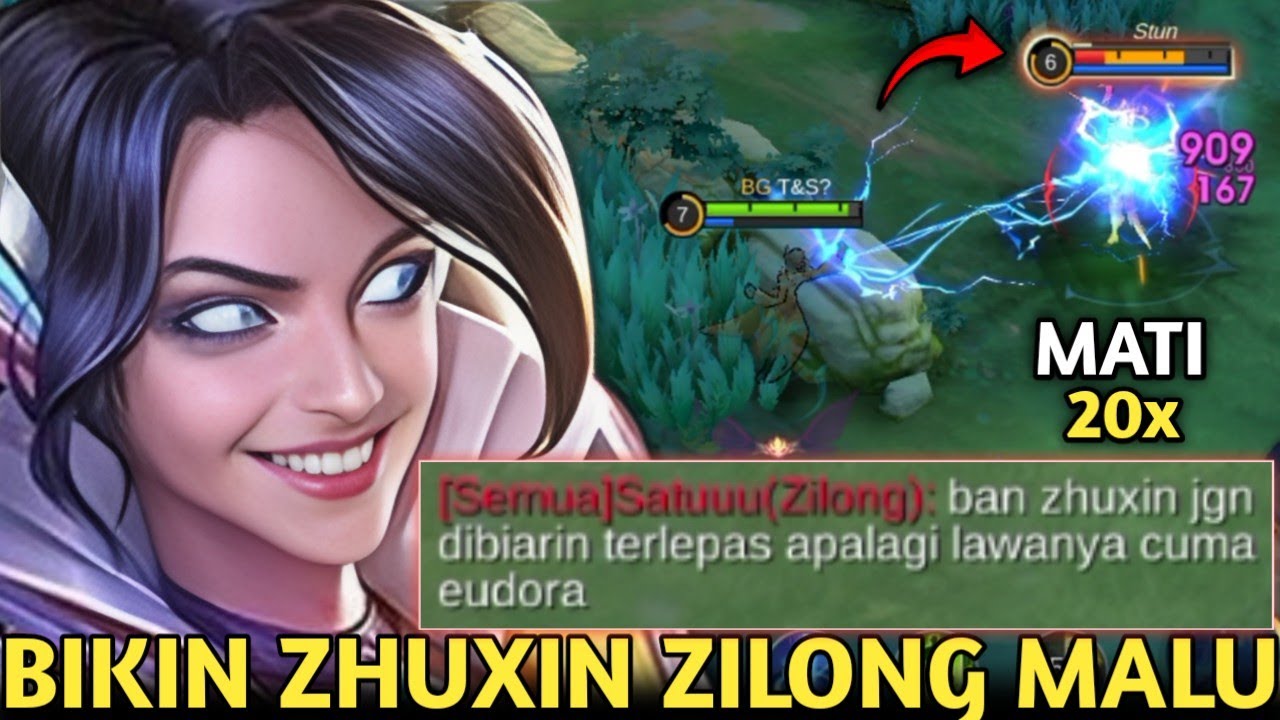 EUDORA LOCK ZHUXIN MAGE YANG LAGI NAIK DAUN & ZILONG SOMBONG SAMPE MALU BGT MATI HAMPIR 2 LUSIN!MLBB