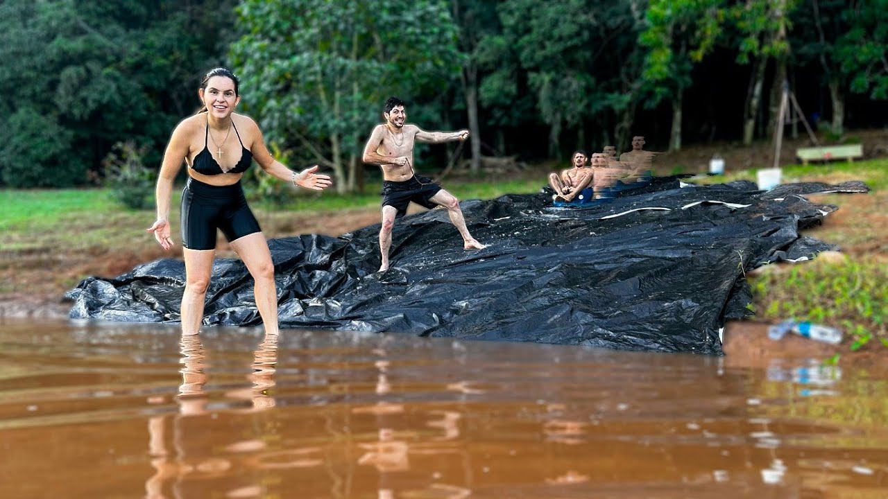 CONSTRUIMOS UM ESCORREGADOR NO NOSSO LAGO