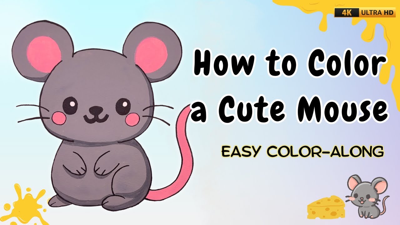 How to Color a Cute Mouse | Easy Color-Along for Kids