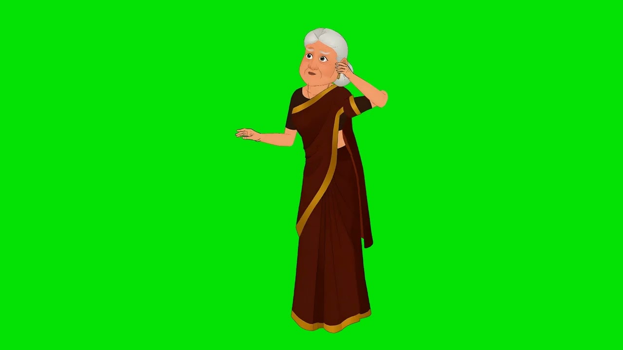 An old woman part 1 no copyright green screen cartoon animation 