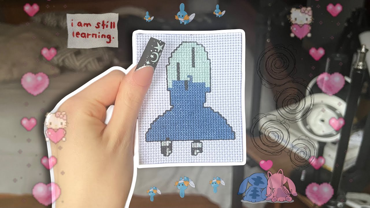 ASMR | Cross Stitch With Me 💓🪡 Mumbling Whisper, Background ASMR for Studying, Gaming, Working etc.