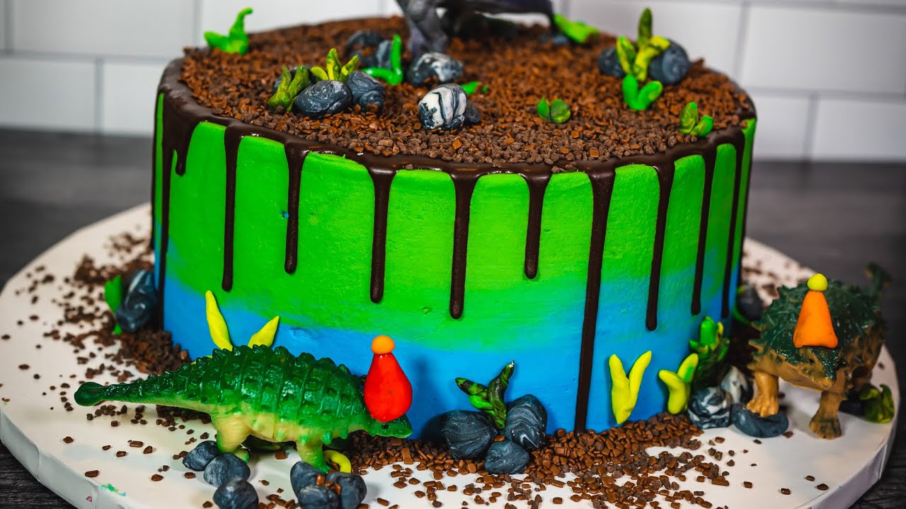 Making a Dinosaur Themed Cake and Smash Cake - Time Lapse