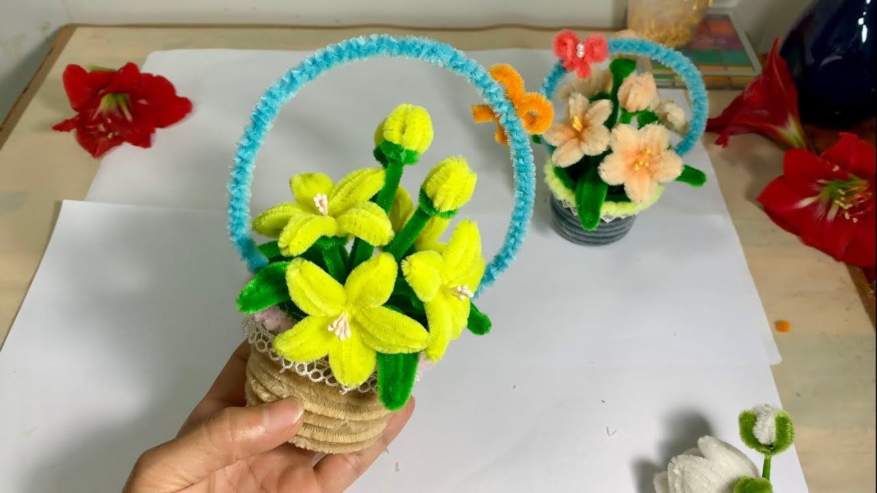 Cách làm giỏ hoa mini bằng kẽm Nhung