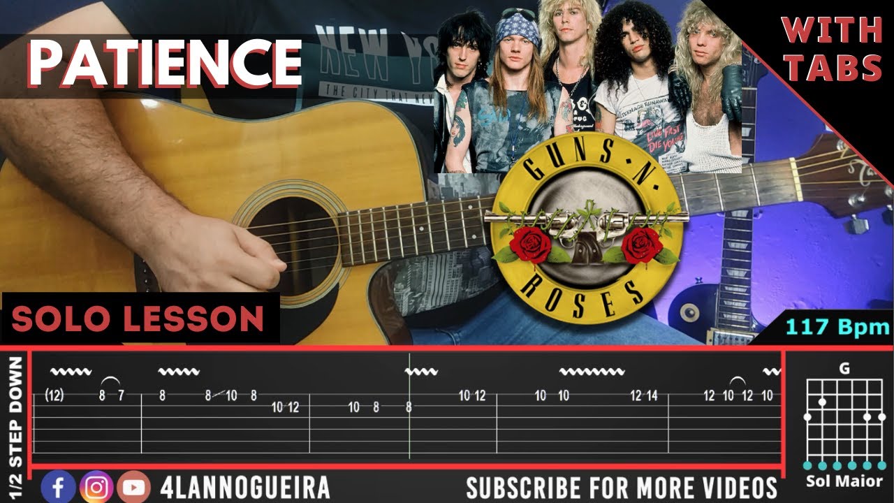 Patience - Guns N' Roses (Solo Lesson with Tabs + Normal/Slow Speed)