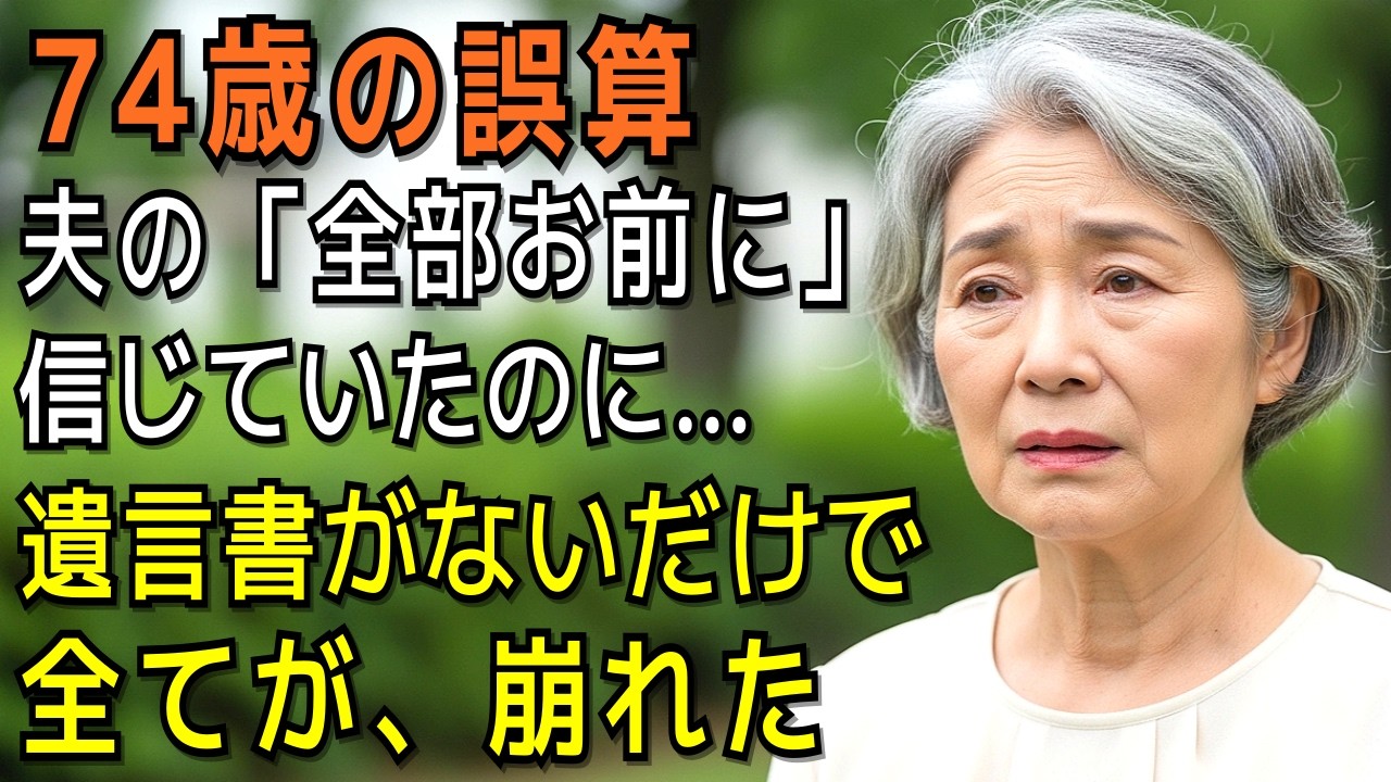 74歳の誤算  夫の「全部お前に」を信じていたのに…遺言書がないだけで47年暮らした家を追われかけた妻の話