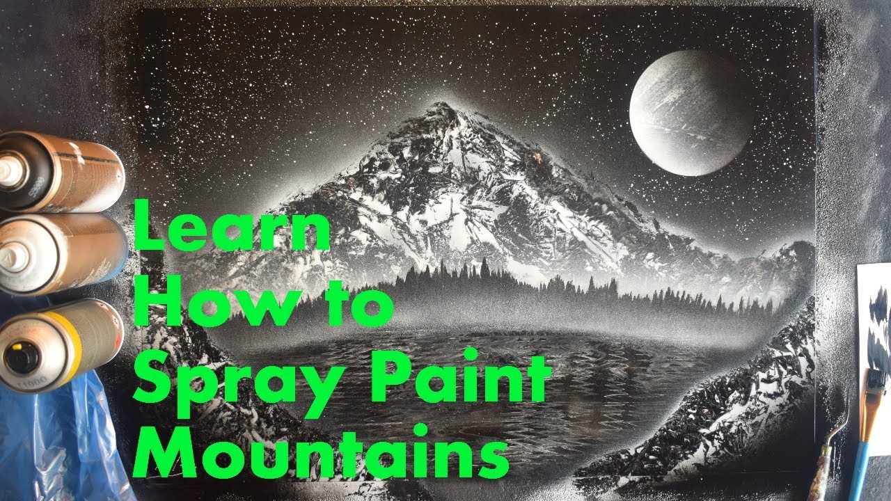 Black and White Beginners SPRAY PAINT ART Tutorial - How to Make Basic Mountains