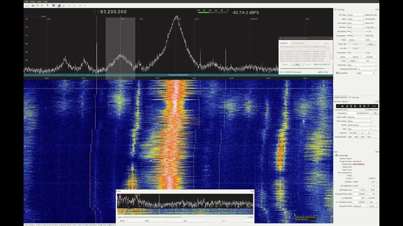FM DX ES 2025-05-28 Linux, Gqrx SDR, Serbia, Italy,  France, Montenegro