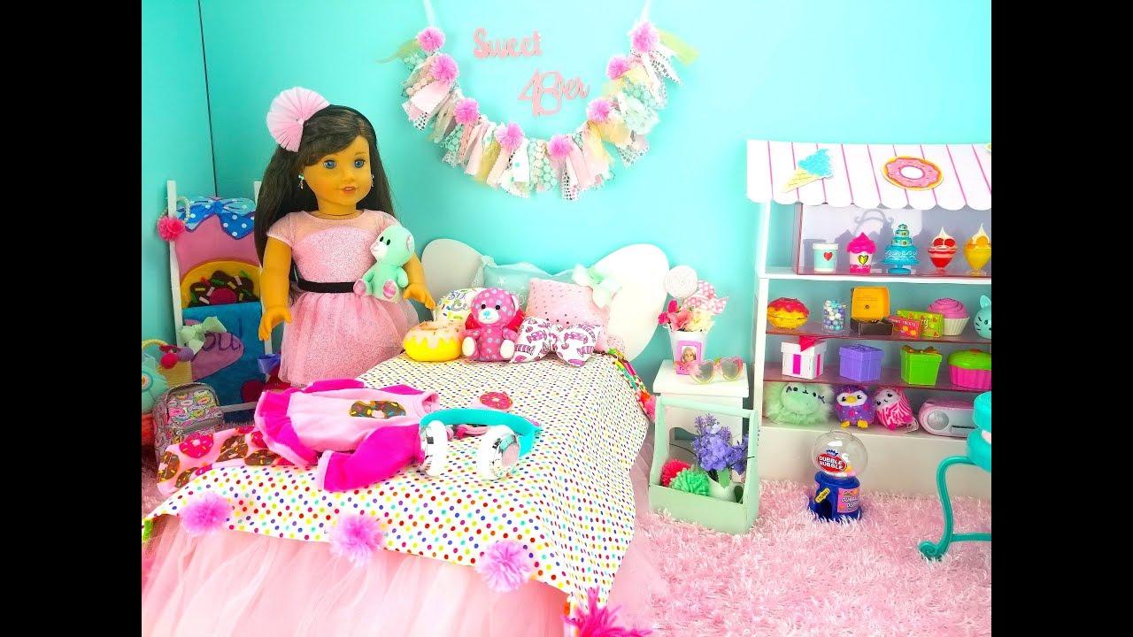 DOLLIPOP SWEET SHOP BEDROOM SETUP FOR AMERICAN GIRL DOLL